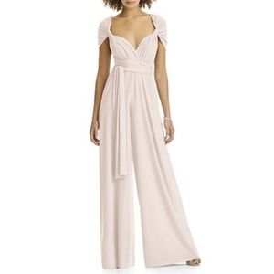 convertible wide leg jersey jumpsuit